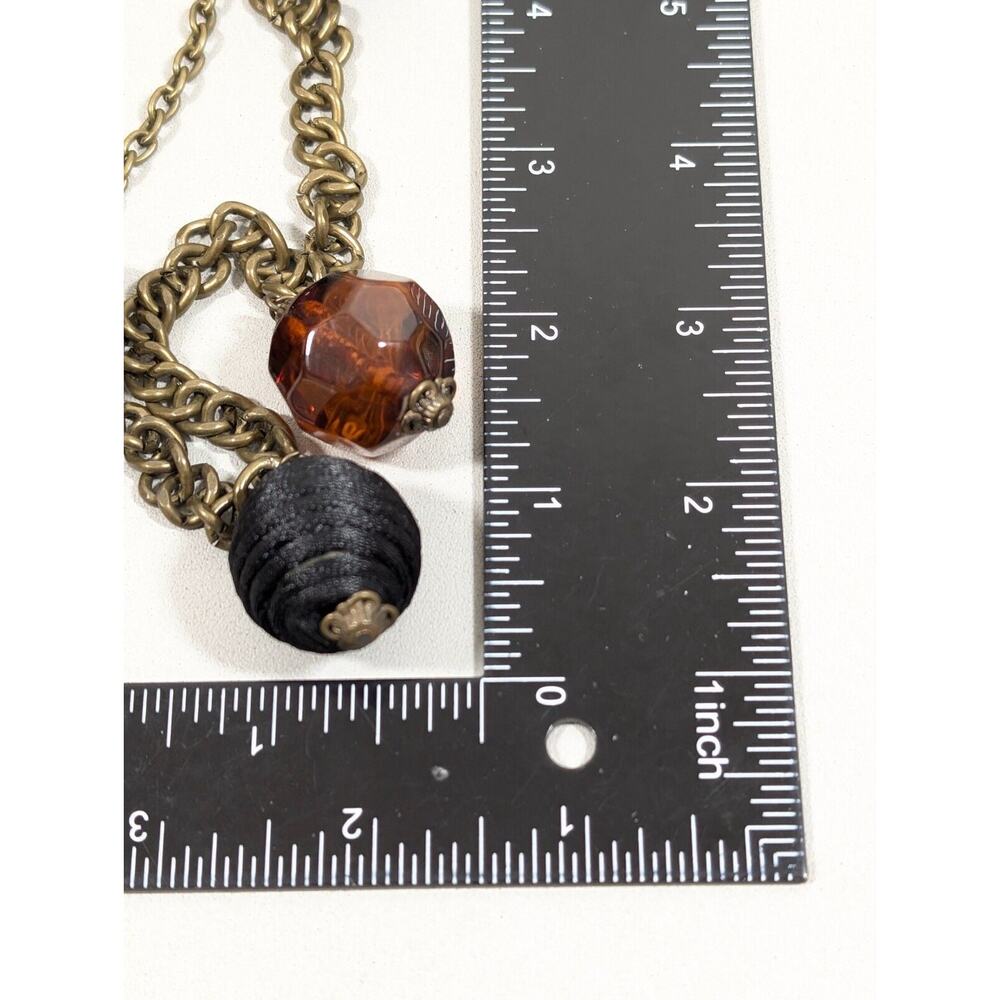 Simply Vera Wang Bronze Tone Brown Black Chunky Charm Layered Chain Necklace 24" - Picture 14 of 14